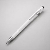 Ручка металлическая soft-touch шариковая со стилусом «Sway», белый/серебристый