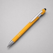 Ручка металлическая soft-touch шариковая со стилусом «Sway», желтый/серебристый
