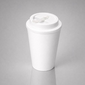 Пластиковый стакан Take away с двойными стенками и крышкой с силиконовым клапаном, 350 мл, белый