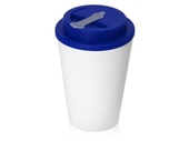 Пластиковый стакан Take away с двойными стенками и крышкой с силиконовым клапаном, 350 мл, белый/тем