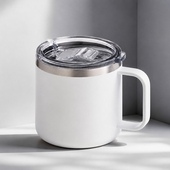 Кружка стальная Alaska с крышкой слайдером, powder coating, белый